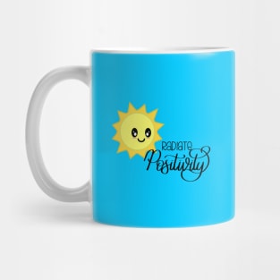 Radiate Positivity Sunny Positive Vibes in Blue Mug